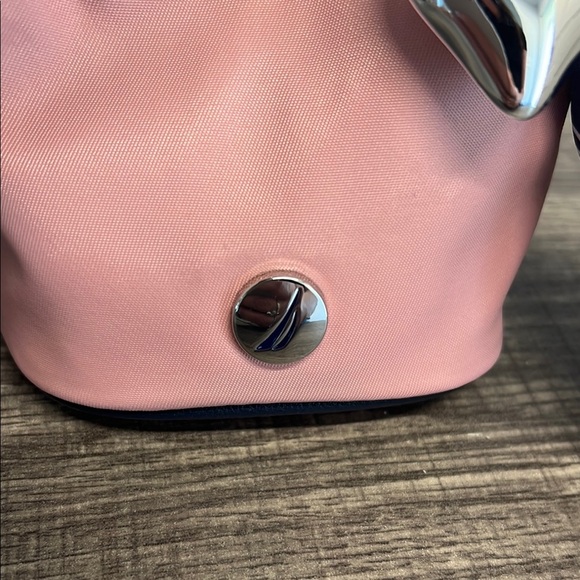 Nautica | Pink Bucket Drawstring Wristlet Bag w/ Navy Mini Bandana/Heart Charm - Picture 3 of 10